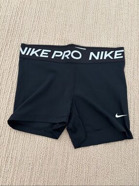 Nike Pro Black Compression Training Shorts with White Logo
